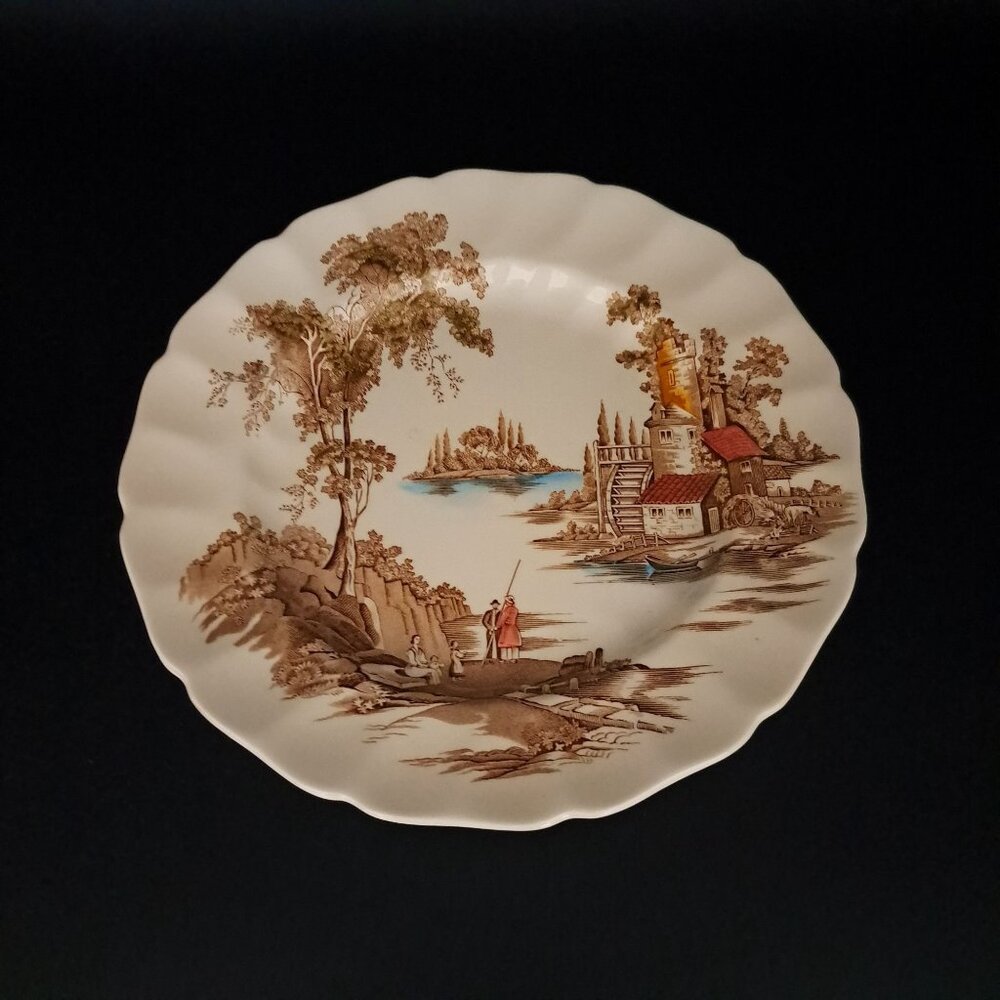 Johnson Brother The Old Mill Dinner Plate English Brown Transferware Collectible